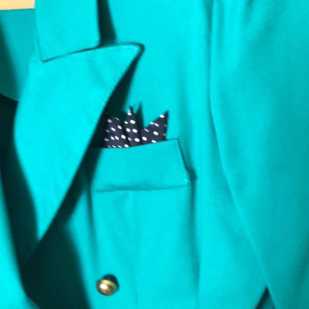 Vintage 1980s Danny & Nicole Vibrant Teal Green Double Breasted 14 - Picture 4 of 8